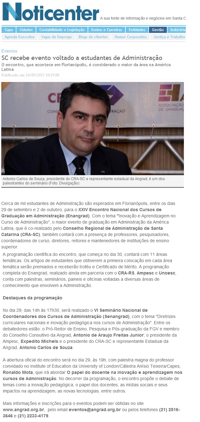 Evento em SC para estudantes de Administração